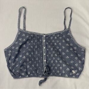 Abercrombie & Fitch Pintucked Button Up Tie Front Cropped Floral Tank Top Medium